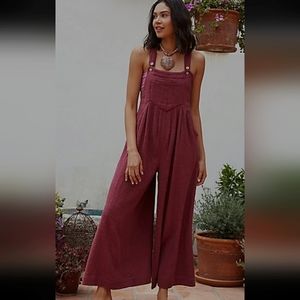 BNWT Free People Sun Drenched Overalls size Large